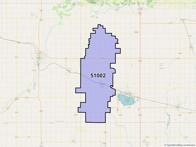 Map of ZIP Code 51002 — Alta, IA