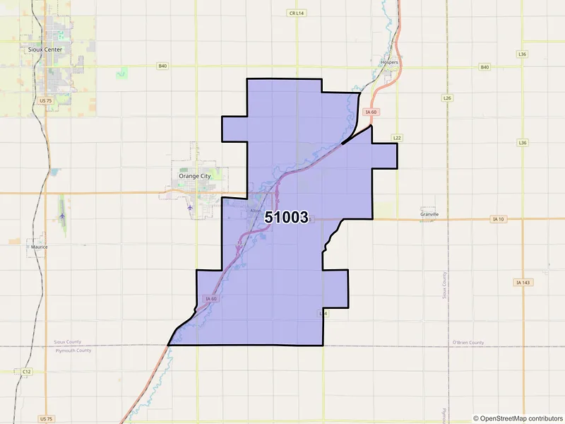 Map of ZIP Code 51003 — Alton, IA