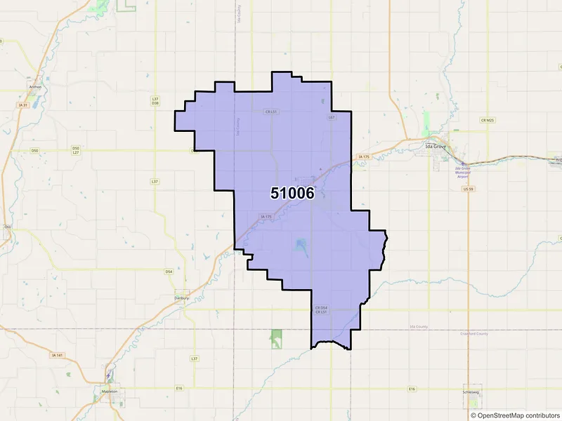 Map of ZIP Code 51006 — Battle Creek, IA