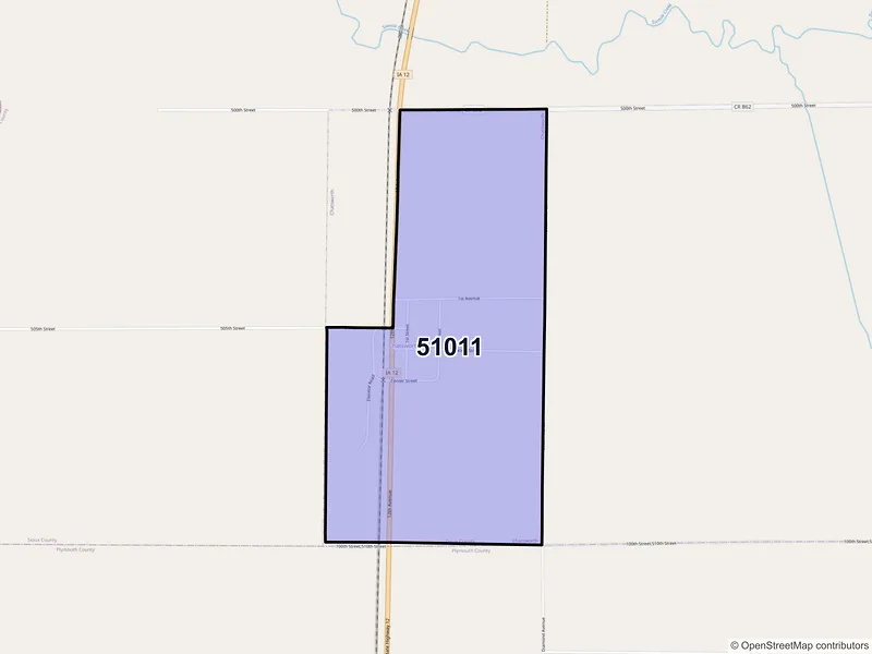 Map of ZIP Code 51011 — Chatsworth, IA