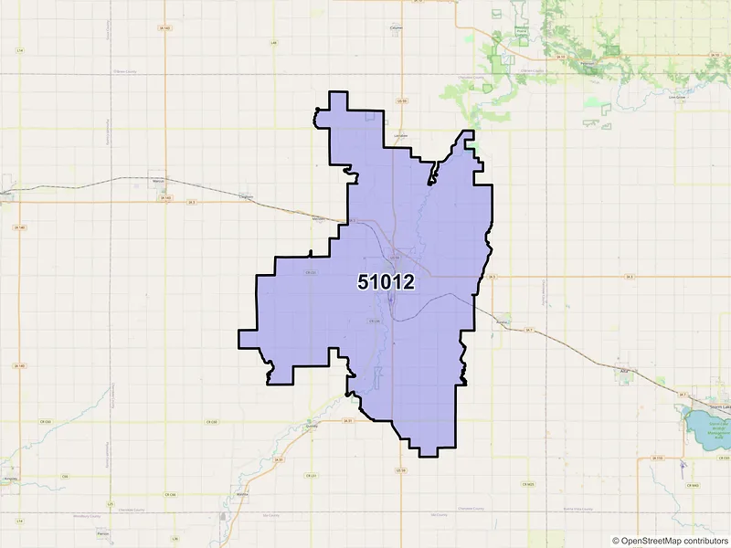 Map of ZIP Code 51012 — Cherokee, IA