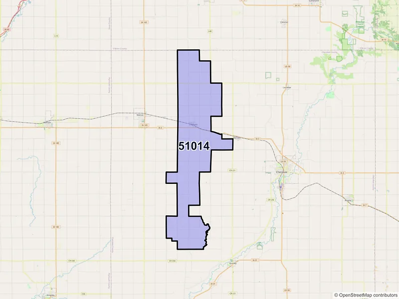 Map of ZIP Code 51014 — Cleghorn, IA
