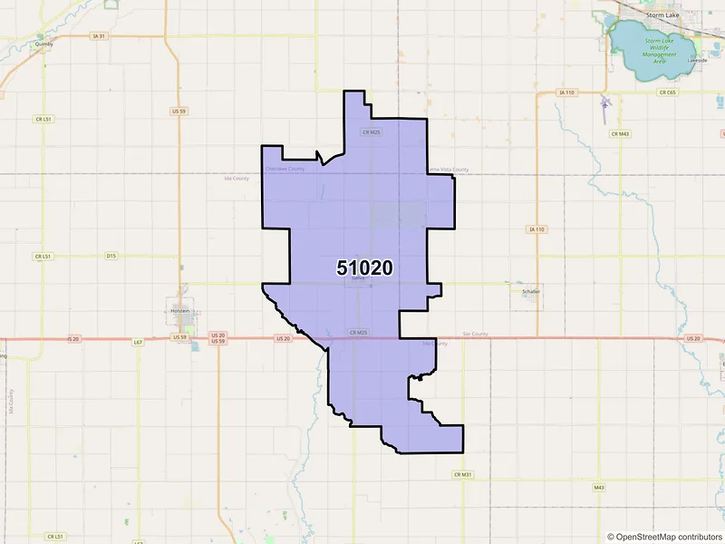 Map of ZIP Code 51020 — Galva, IA