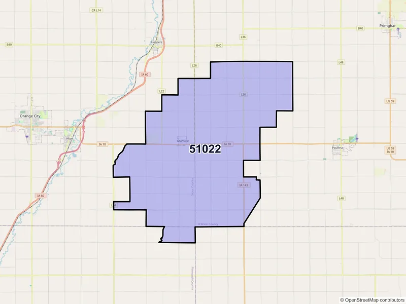 Map of ZIP Code 51022 — Granville, IA