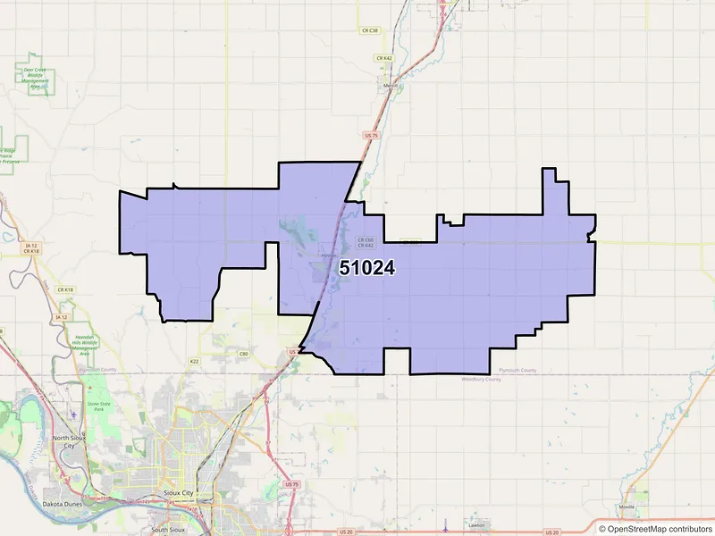 Map of ZIP Code 51024 — Hinton, IA