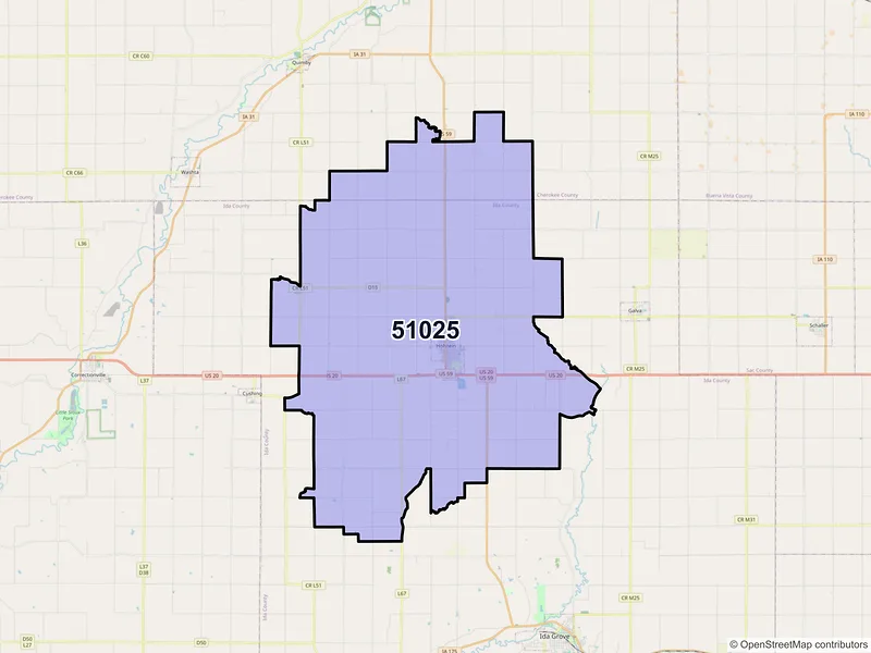 Map of ZIP Code 51025 — Holstein, IA