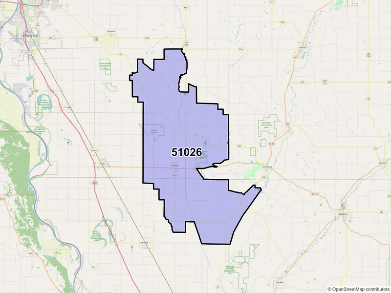 Map of ZIP Code 51026 — Hornick, IA