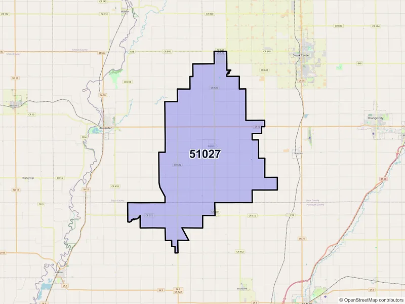 Map of ZIP Code 51027 — Ireton, IA