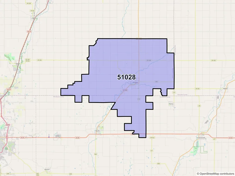 Map of ZIP Code 51028 — Kingsley, IA