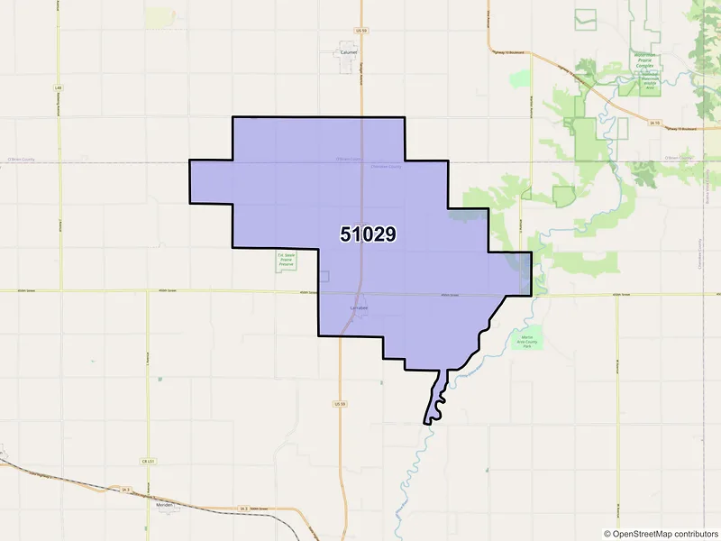 Map of ZIP Code 51029 — Larrabee, IA