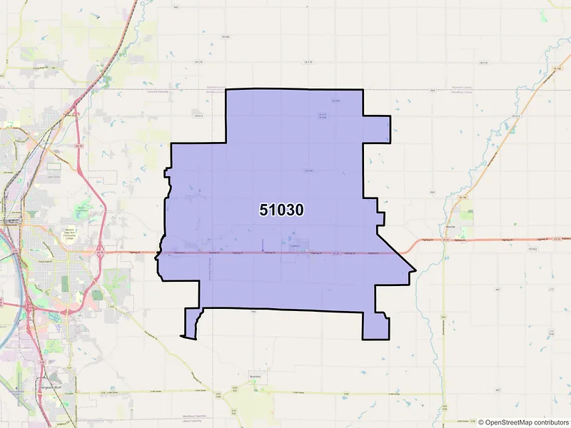 Map of ZIP Code 51030 — Lawton, IA