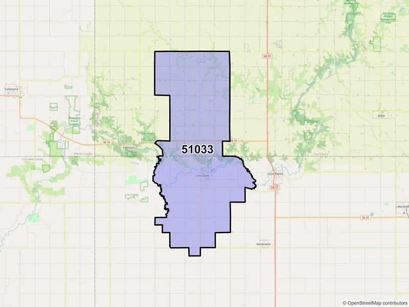 Map of ZIP Code 51033 — Linn Grove, IA