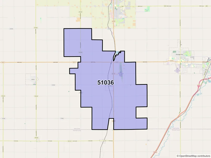Map of ZIP Code 51036 — Maurice, IA
