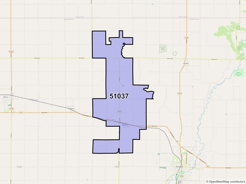 Map of ZIP Code 51037 — Meriden, IA