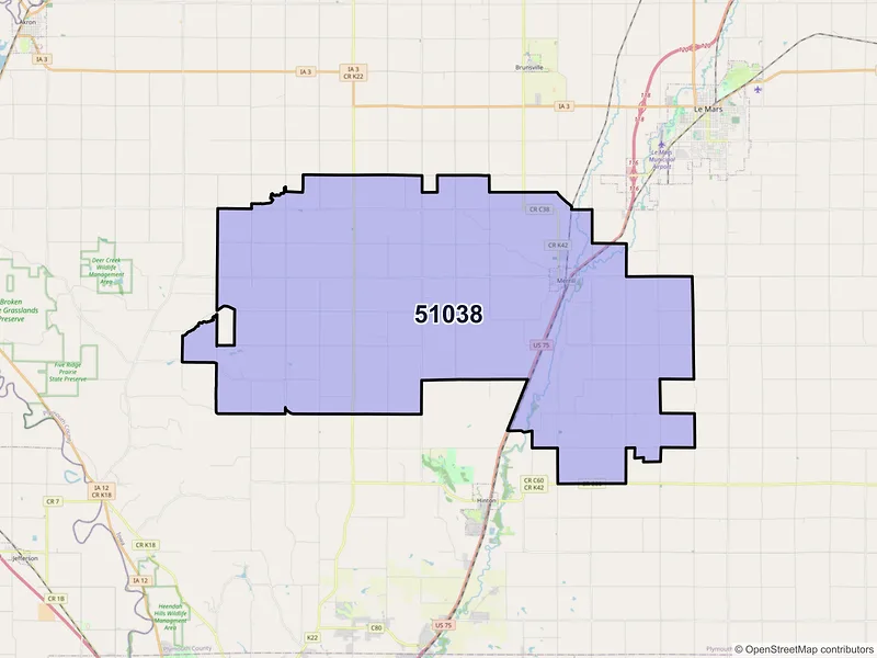Map of ZIP Code 51038 — Merrill, IA