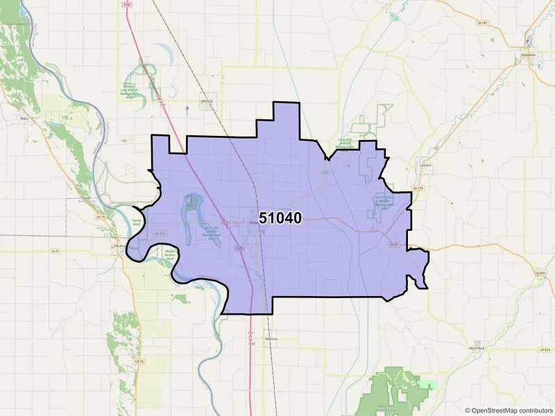 Map of ZIP Code 51040 — Onawa, IA