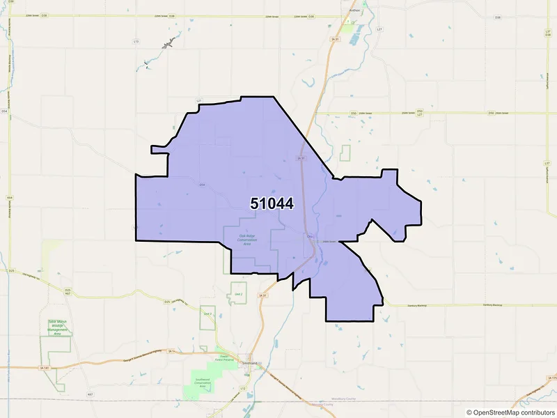 Map of ZIP Code 51044 — Oto, IA