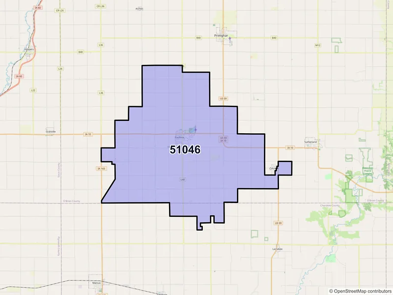 Map of ZIP Code 51046 — Paullina, IA