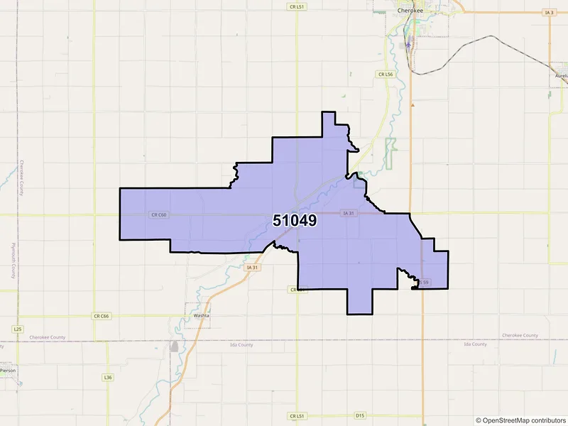 Map of Quimby, Iowa and ZIP codes
