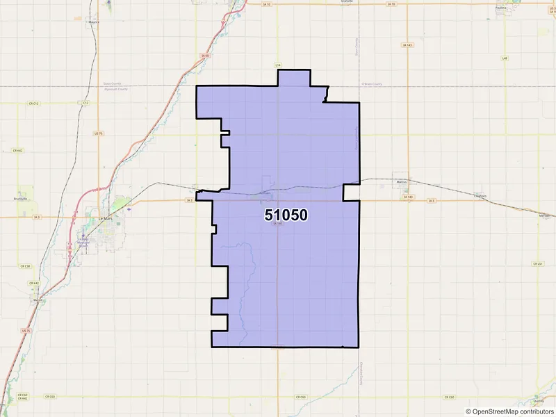 Map of ZIP Code 51050 — Remsen, IA