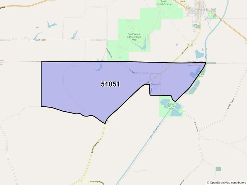 Map of ZIP Code 51051 — Rodney, IA