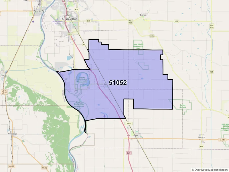 Map of ZIP Code 51052 — Salix, IA