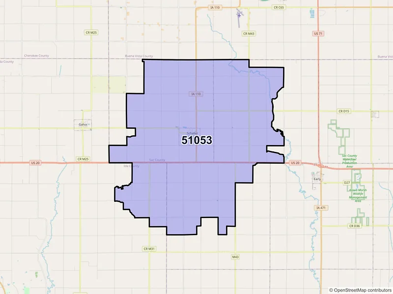 Map of ZIP Code 51053 — Schaller, IA