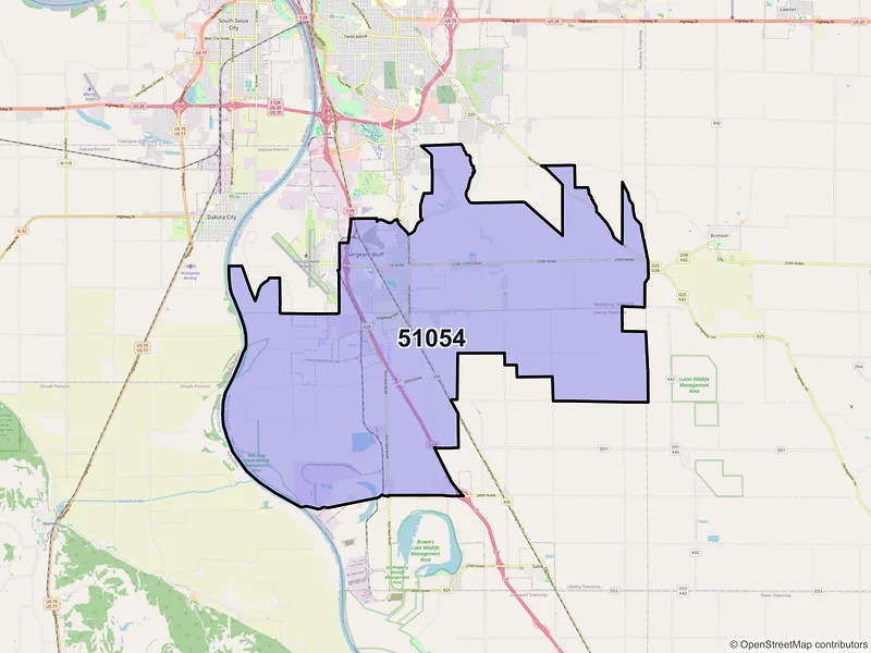 Map of ZIP Code 51054 — Sergeant Bluff, IA