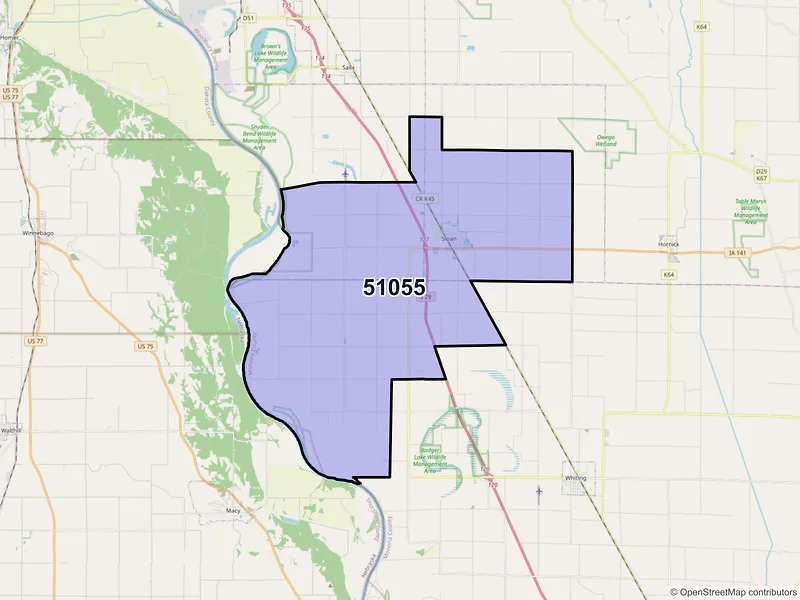 Map of ZIP Code 51055 — Sloan, IA