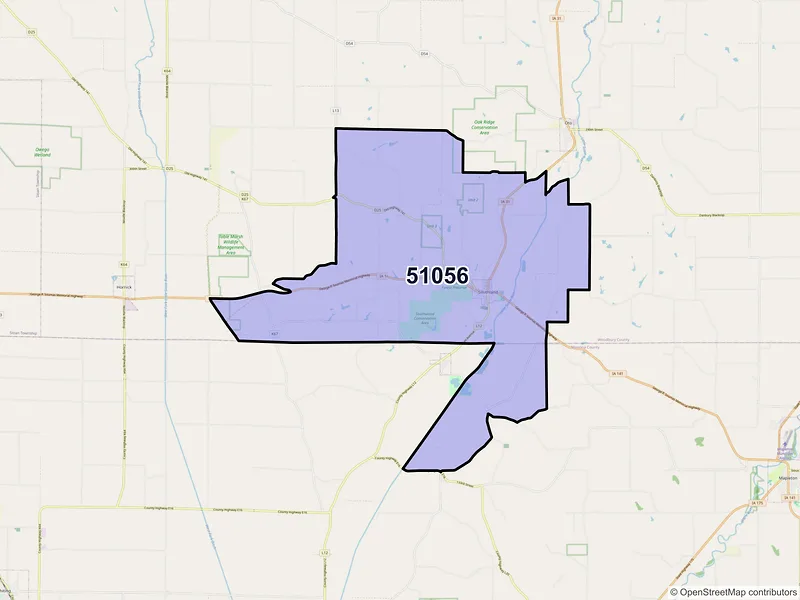 Map of ZIP Code 51056 — Smithland, IA