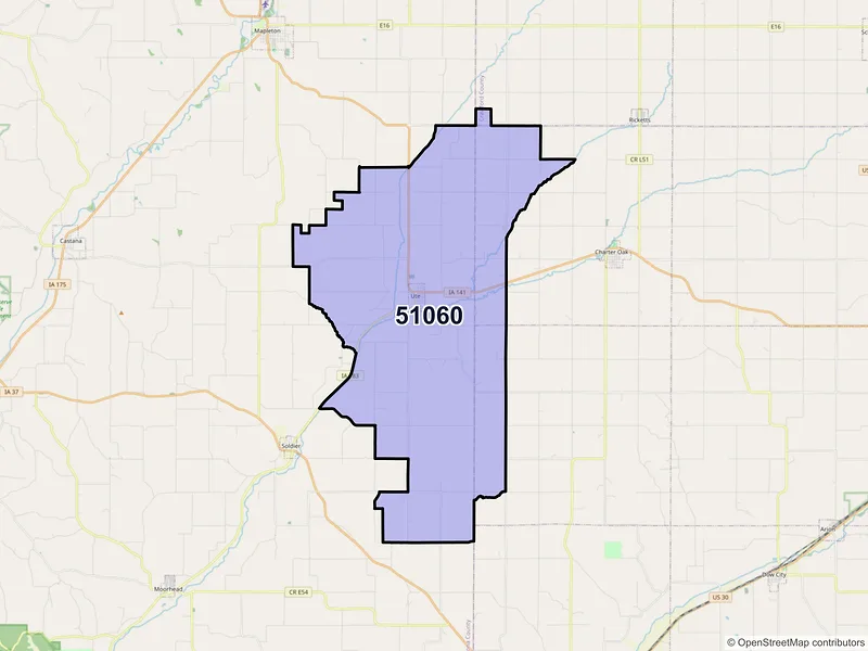 Map of ZIP Code 51060 — Ute, IA