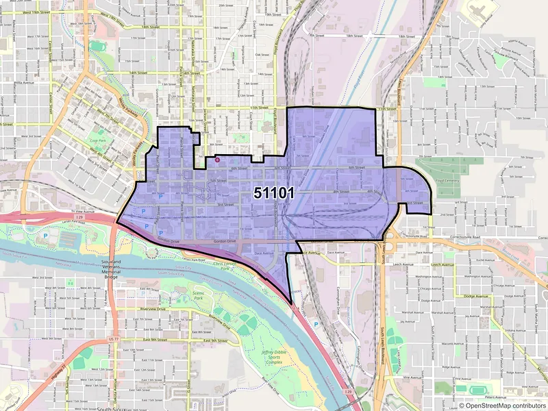 Map of ZIP Code 51101 — Sioux City, IA