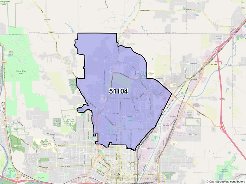 Map of ZIP Code 51104 — Sioux City, IA