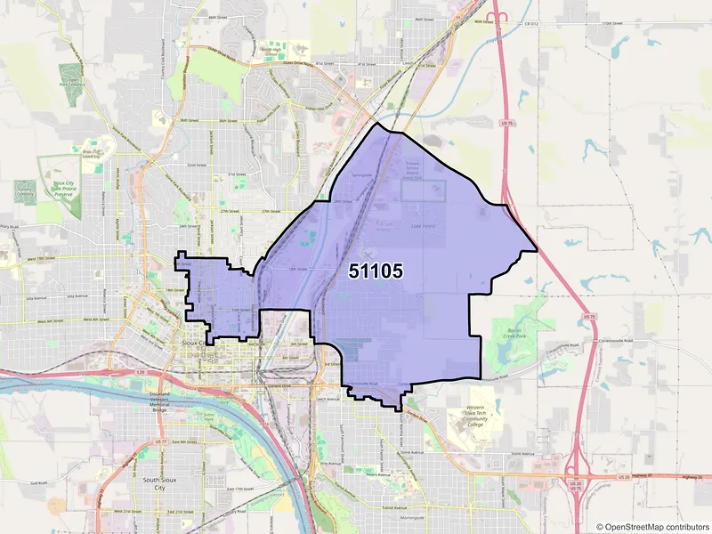 Map of ZIP Code 51105 — Sioux City, IA