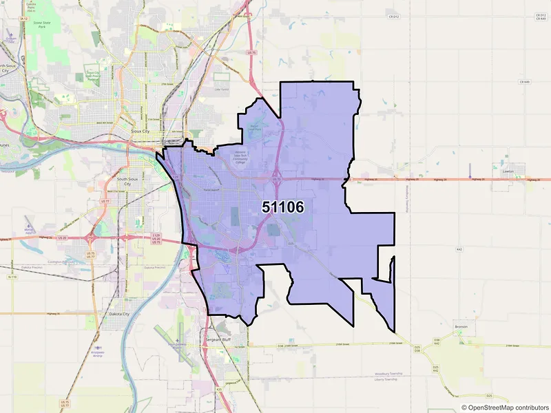 Map of ZIP Code 51106 — Sioux City, IA