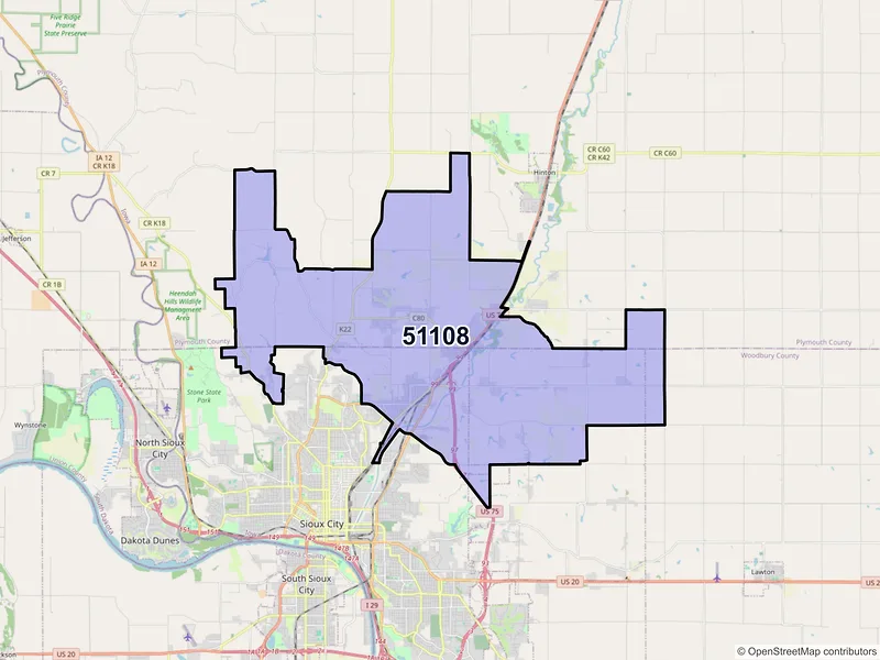 Map of ZIP Code 51108 — Sioux City, IA