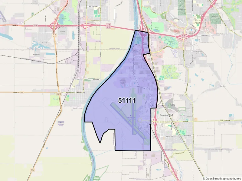 Map of ZIP Code 51111 — Sioux City, IA