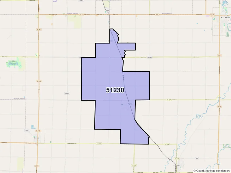 Map of Alvord, Iowa and ZIP codes