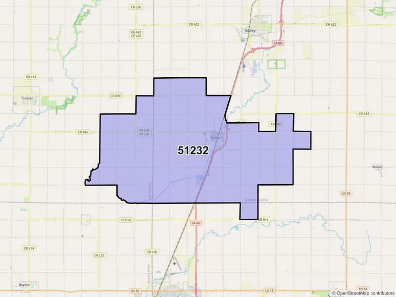 Map of ZIP Code 51232 — Ashton, IA