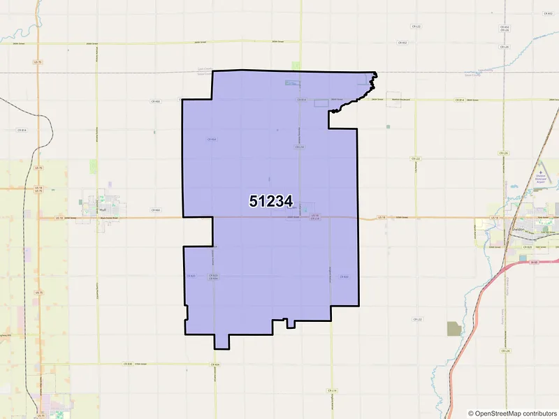Map of Boyden, Iowa and ZIP codes