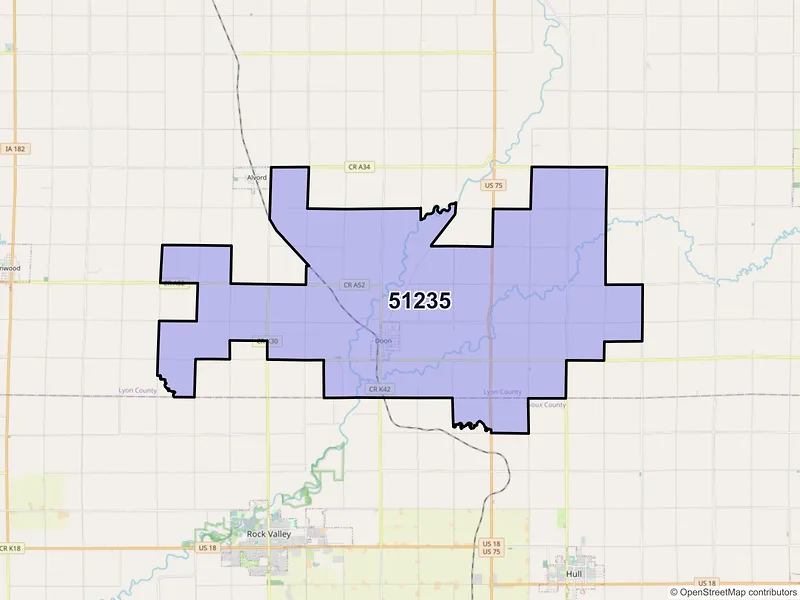 Map of ZIP Code 51235 — Doon, IA