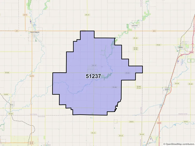 Map of ZIP Code 51237 — George, IA