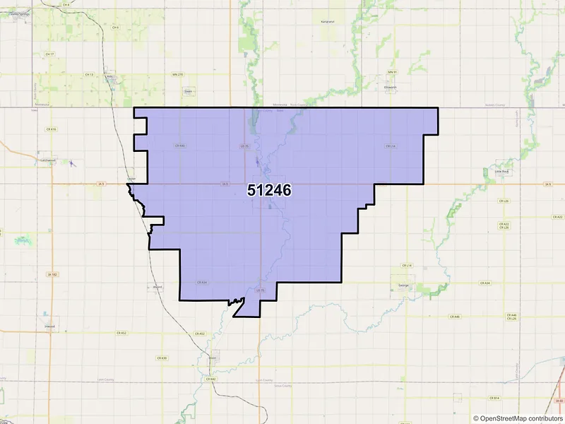 Map of ZIP Code 51246 — Rock Rapids, IA