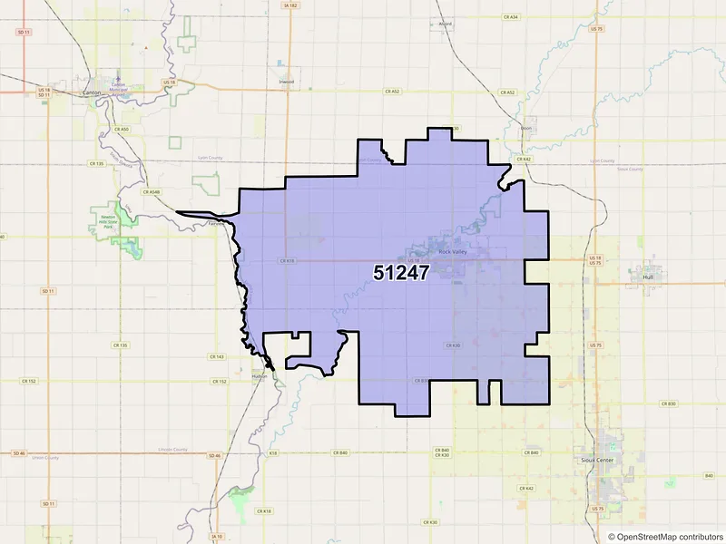 Map of ZIP Code 51247 — Rock Valley, IA