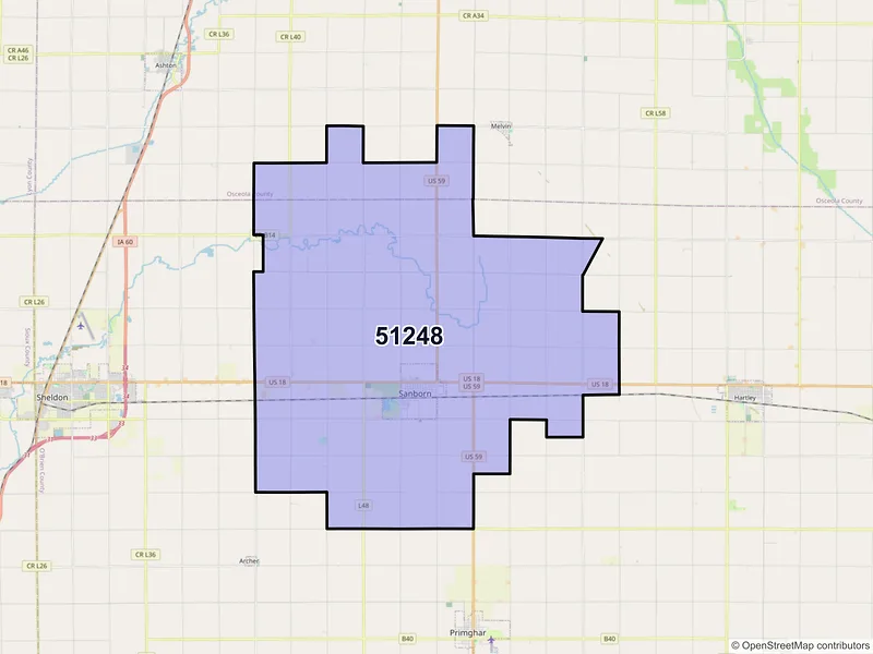 Map of ZIP Code 51248 — Sanborn, IA