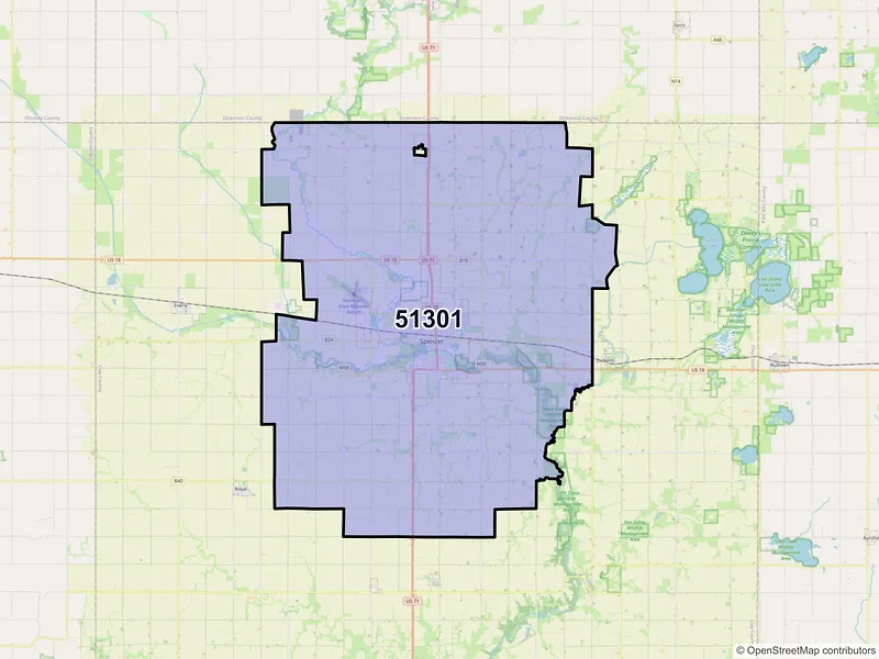 Map of ZIP Code 51301 — Spencer, IA