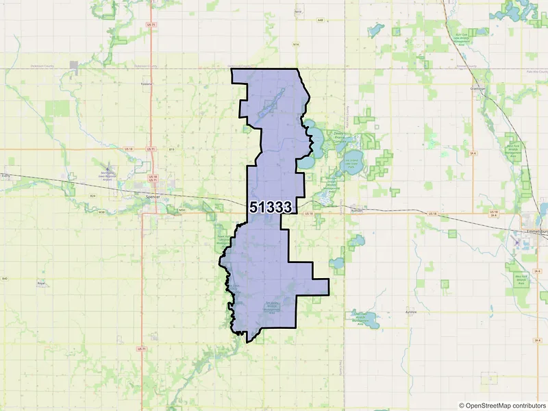 Map of ZIP Code 51333 — Dickens, IA
