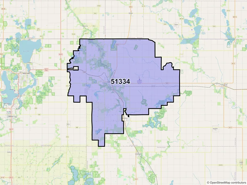 Map of ZIP Code 51334 — Estherville, IA