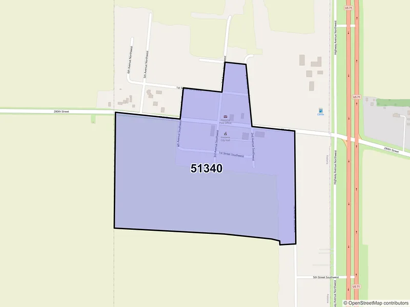 Map of Fostoria, Iowa and ZIP codes