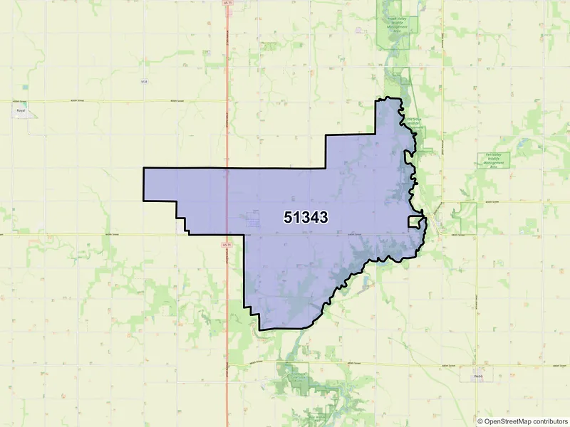 Map of ZIP Code 51343 — Greenville, IA